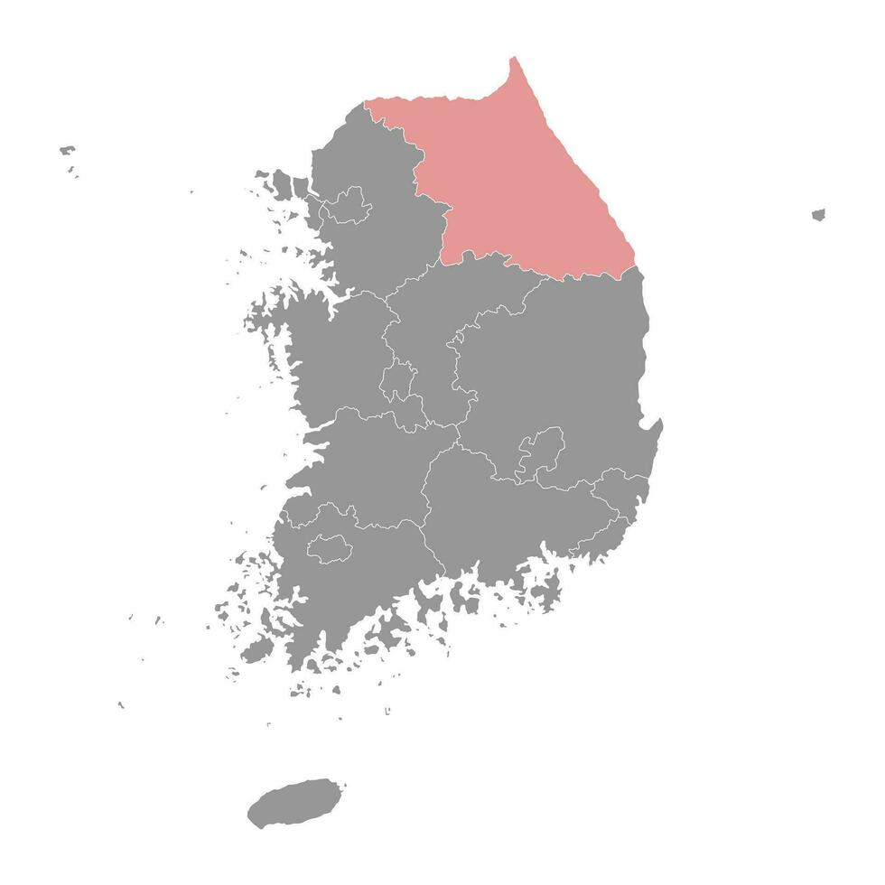 Gangwon province map, province of South Korea. Vector illustration.