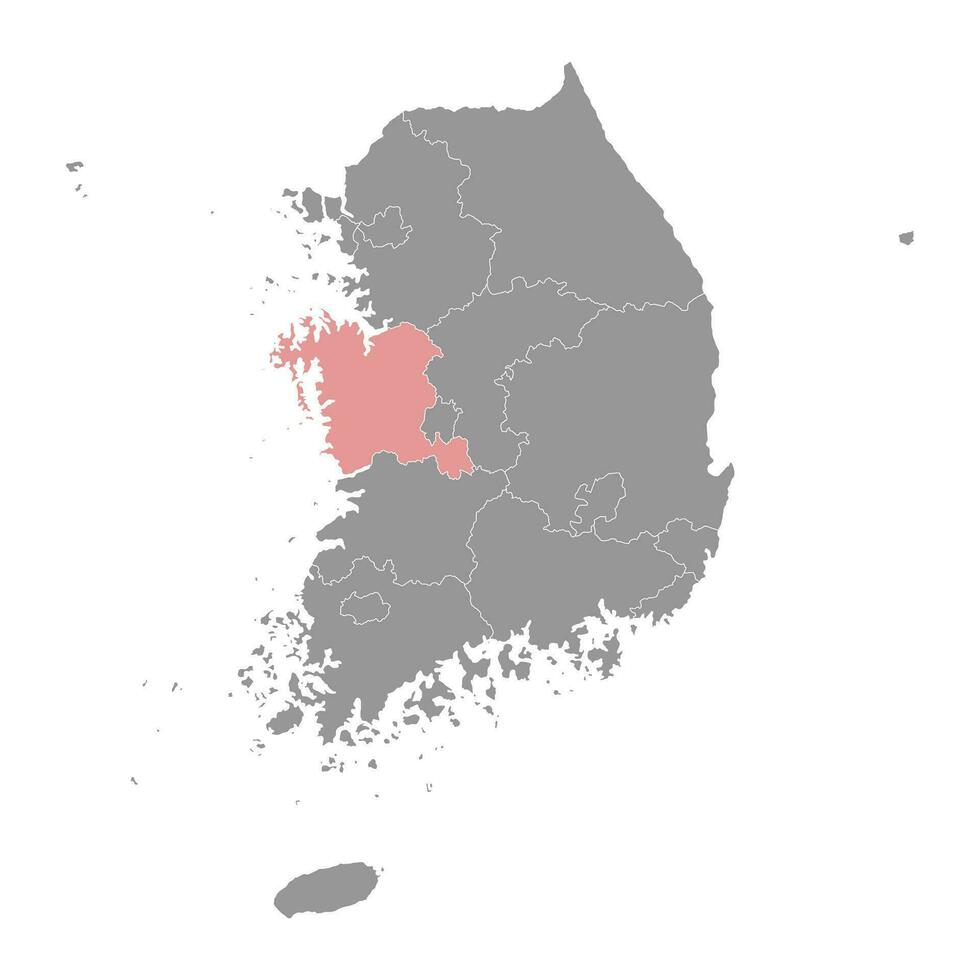 sur chungcheong mapa, provincia de sur Corea. vector ilustración.