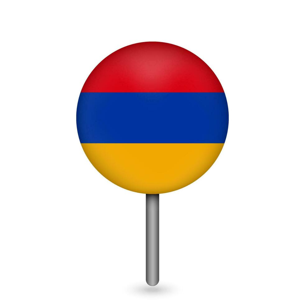 Map pointer with contry Armenia. Armenia flag. Vector illustration.
