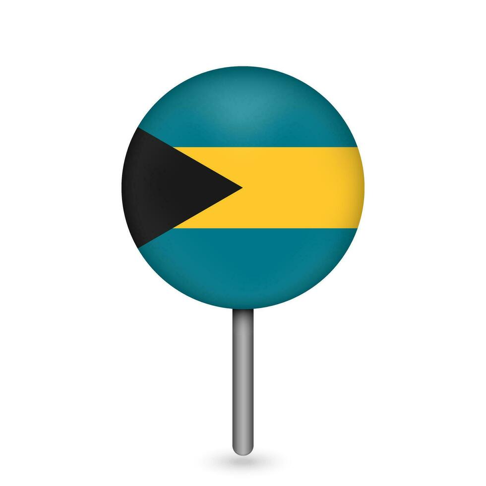 Map pointer with contry Bahamas. Bahamas flag. Vector illustration.