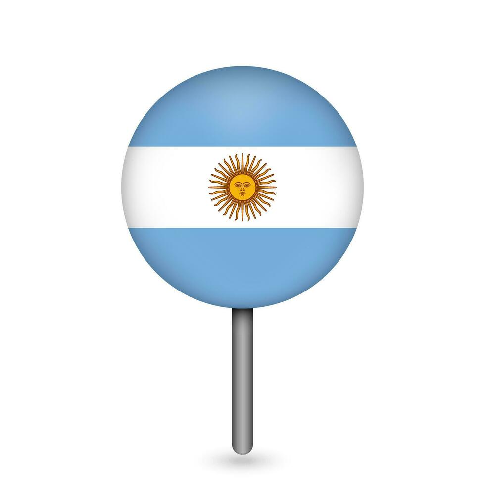 Map pointer with contry Argentina. Argentina flag. Vector illustration.