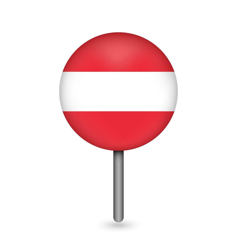Map pointer with contry Austria. Austria flag. Vector illustration.