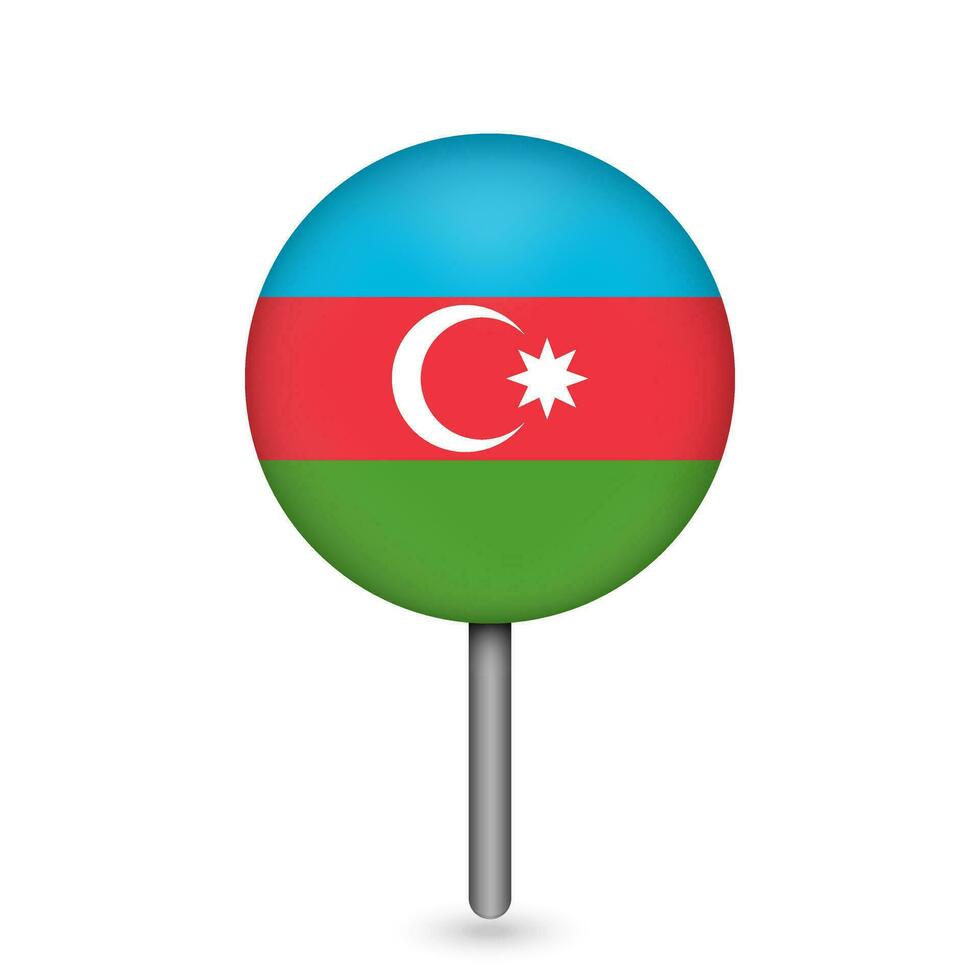 Map pointer with contry Azerbaijan. Azerbaijan flag. Vector illustration.