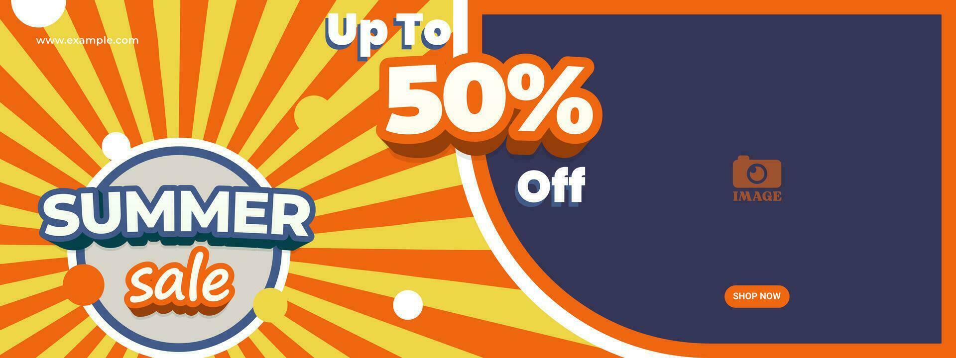 Summer sale banner. Template design for promotion with illustration of sunburst and bold lettering. vector