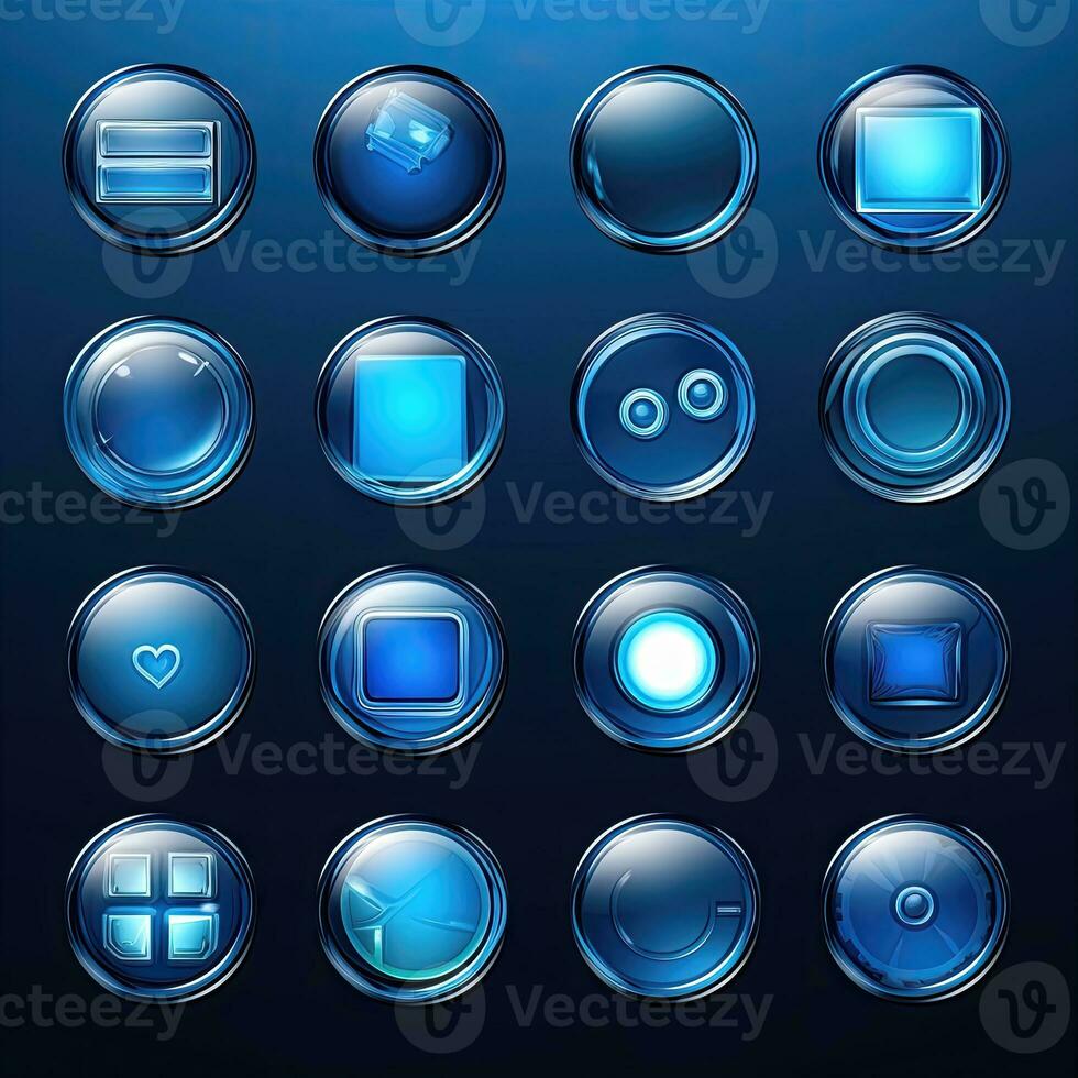 symbol blue glass button ai generated photo