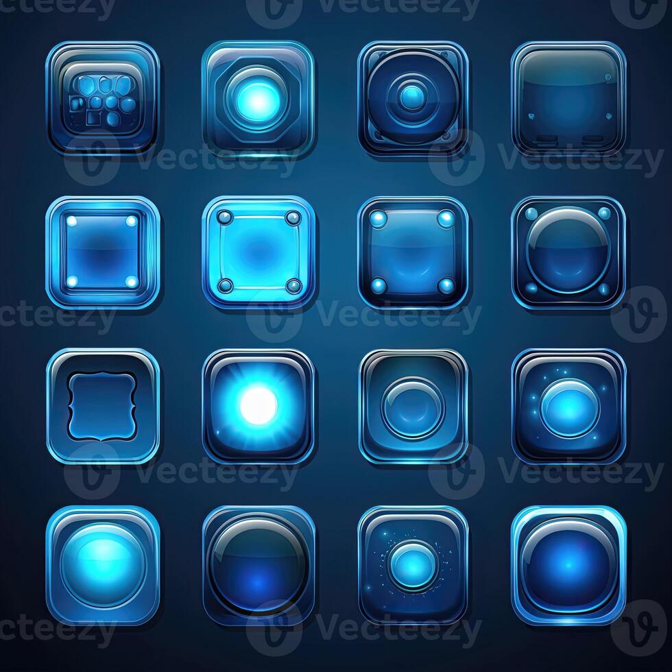 web blue glass button photo