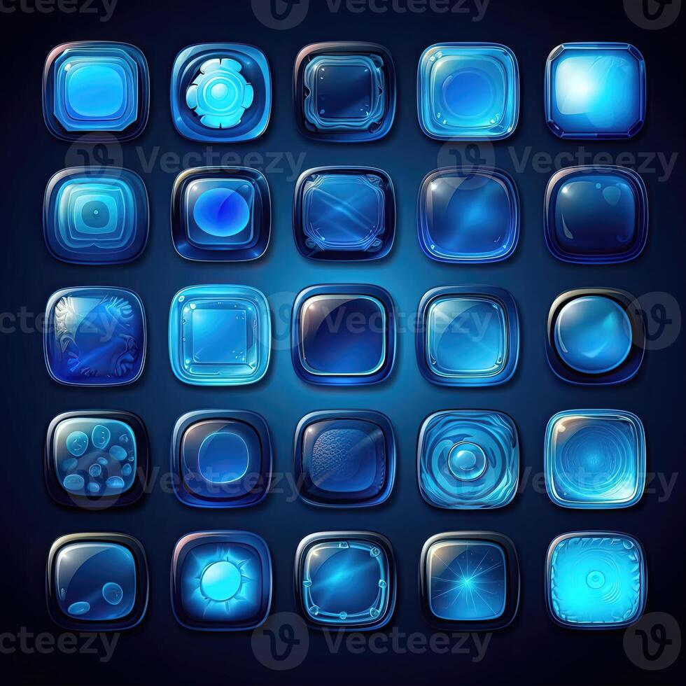 shiny blue glass button ai generated photo