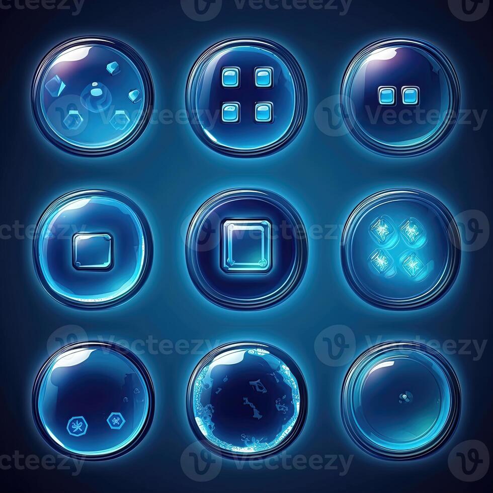 element blue glass button ai generated photo