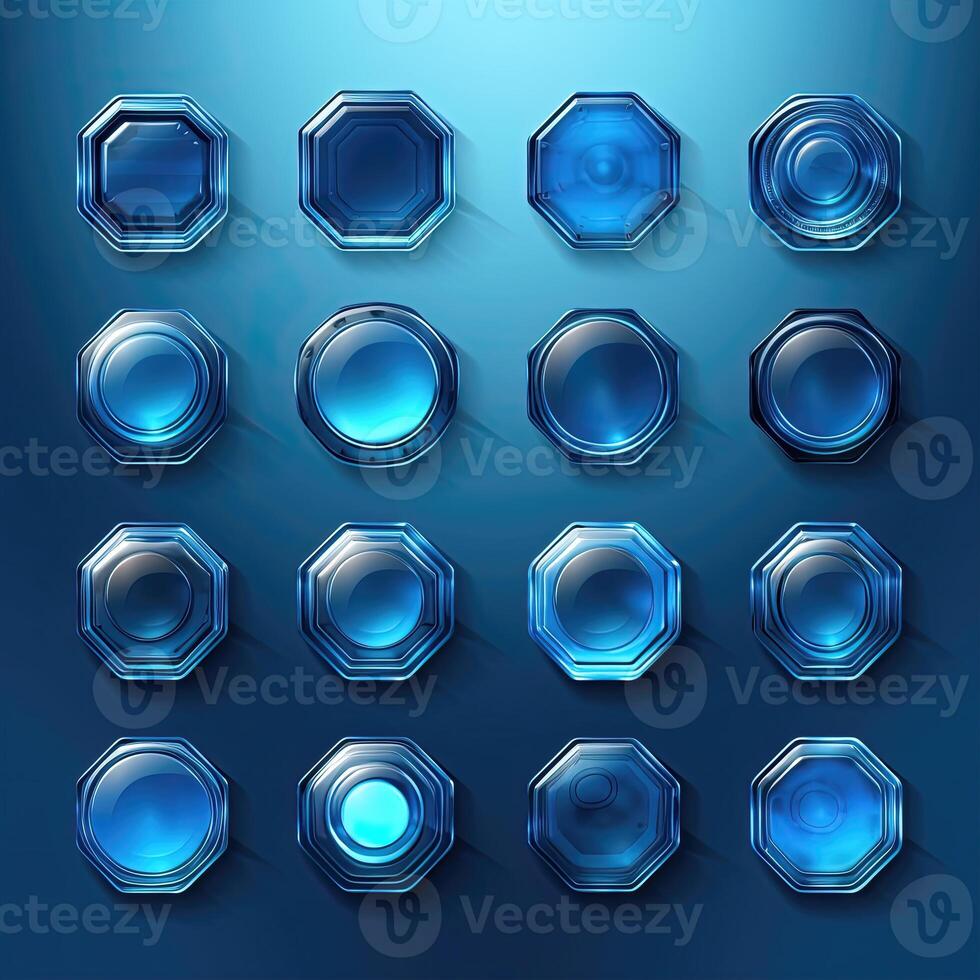 element blue glass button photo