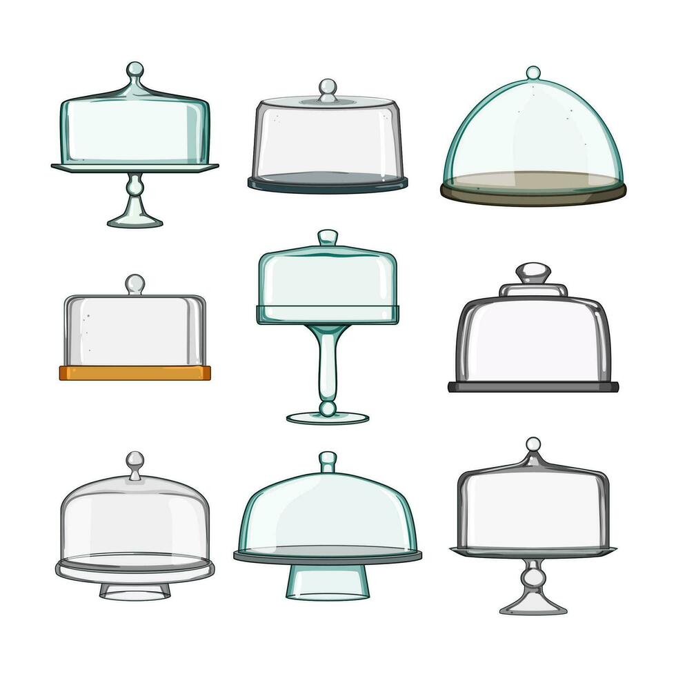 cake dome set cartoon vector illustration