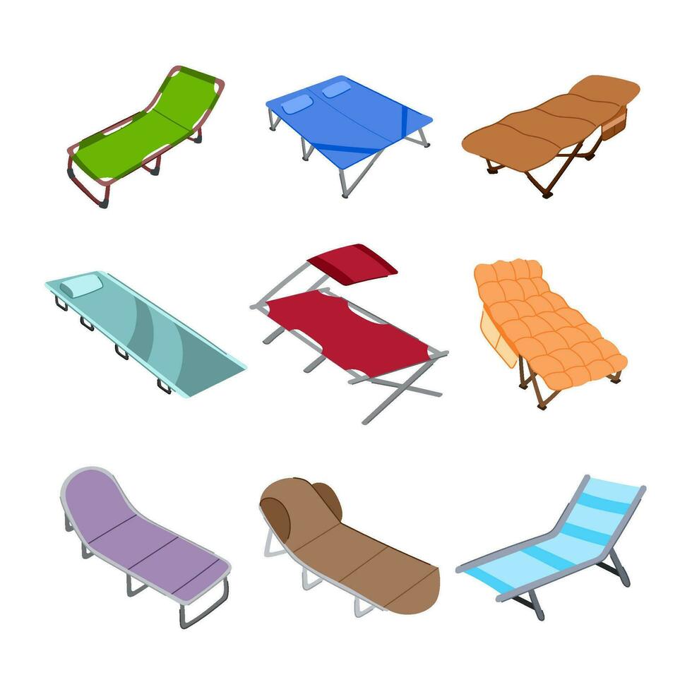 camping cot set cartoon vector illustration