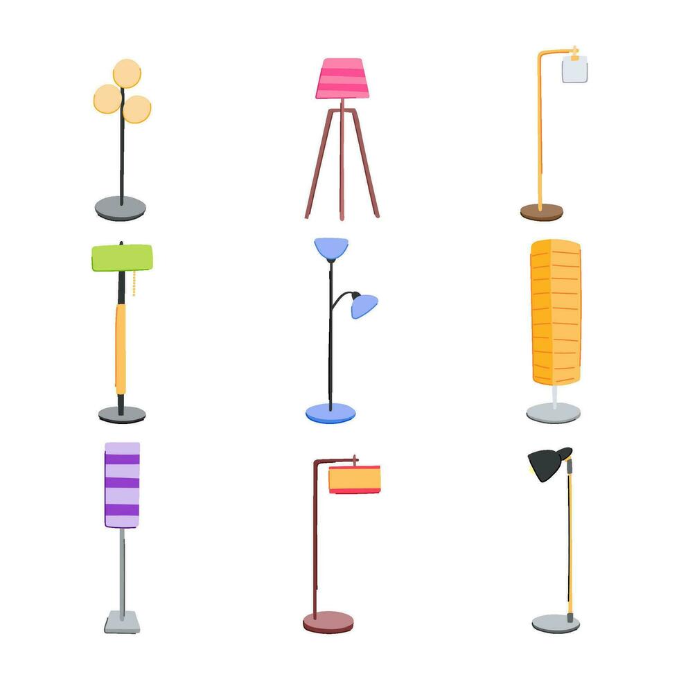 floor lamp set cartoon vector illustration