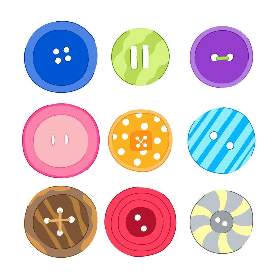 sewing button set cartoon vector illustration