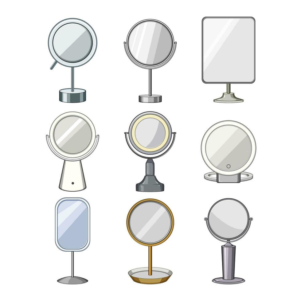 table mirror set cartoon vector illustration