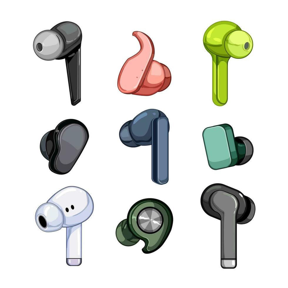 wireless earphones set cartoon vector illustration