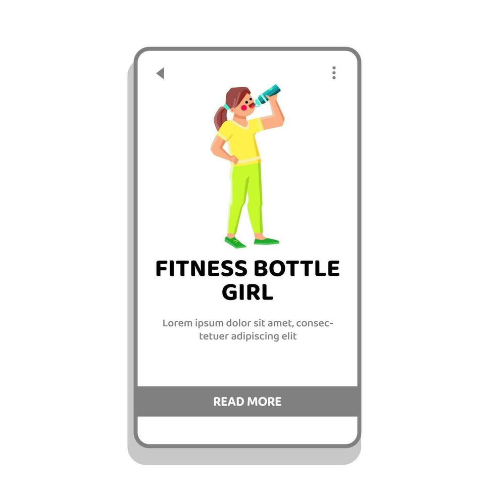 water fitness bottle kid girl vector