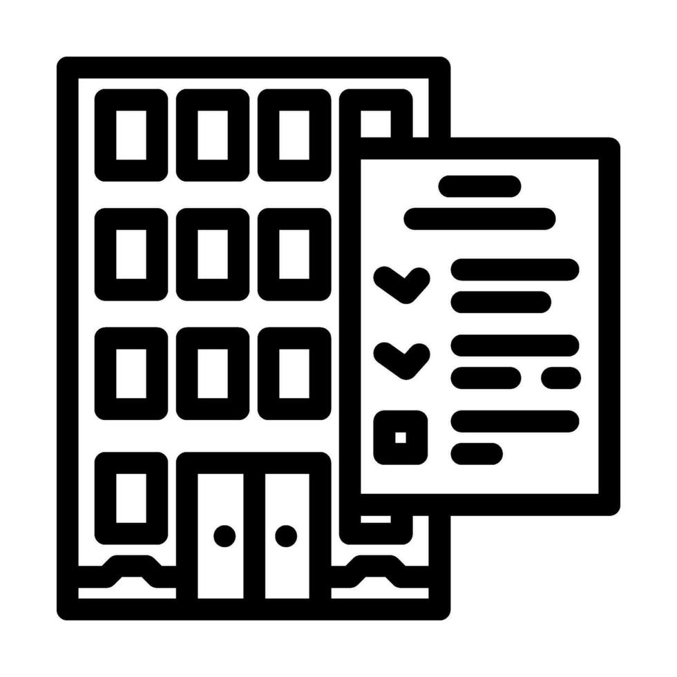 edificio inspección civil ingeniero línea icono vector ilustración