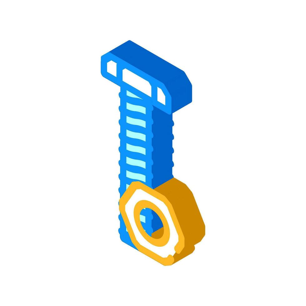 nut and bolt tool work isometric icon vector illustration