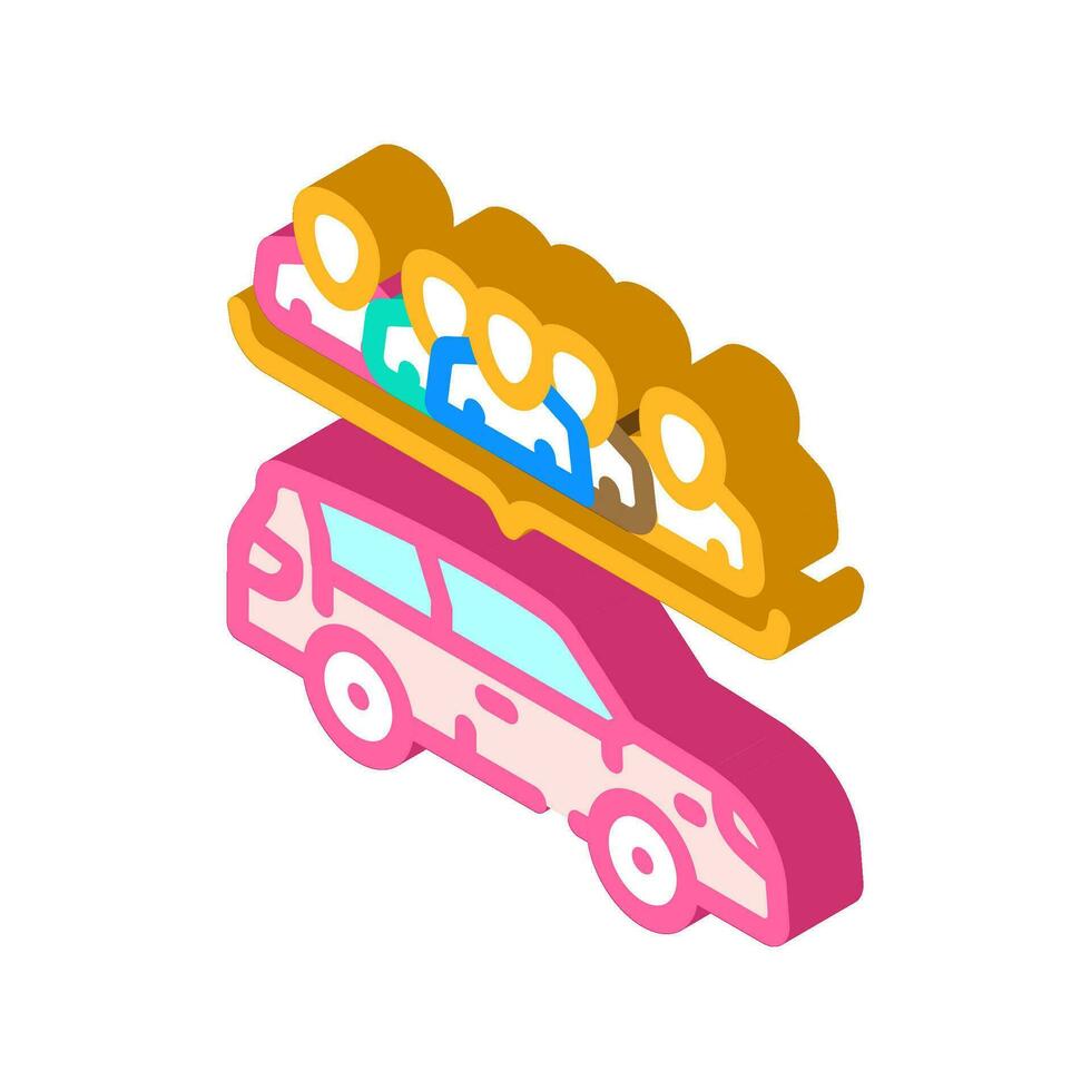carpooling environmental isometric icon vector illustration