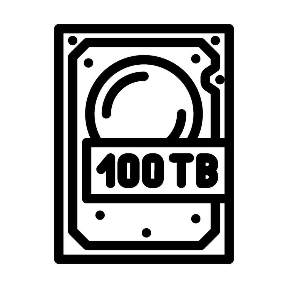 100 terabyte hard drive future technology line icon vector illustration