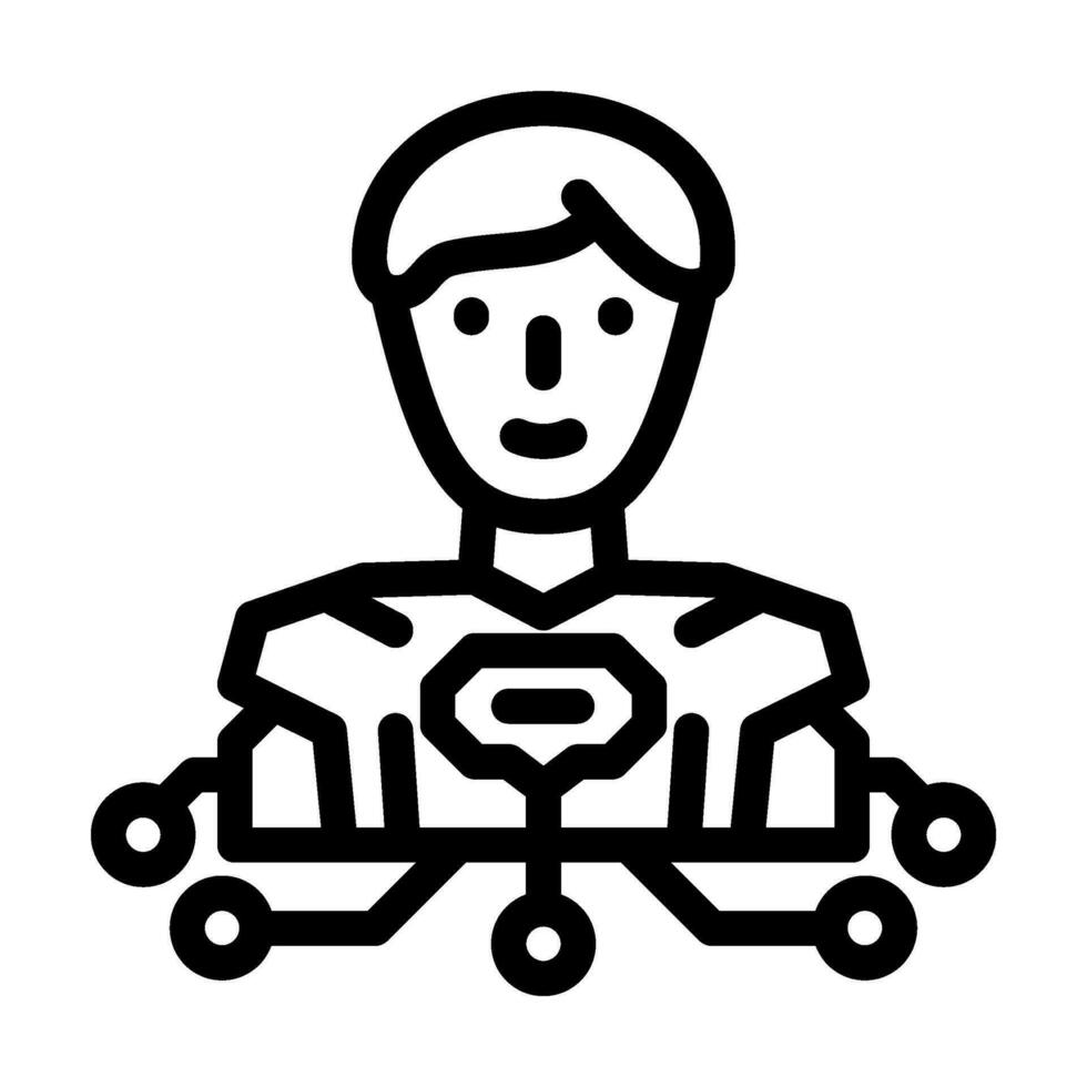 human like ai future technology line icon vector illustration