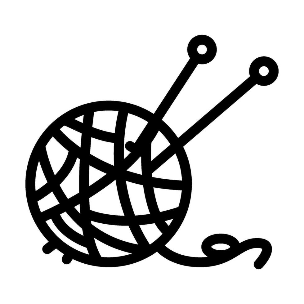 ball yarn knitting wool line icon vector illustration