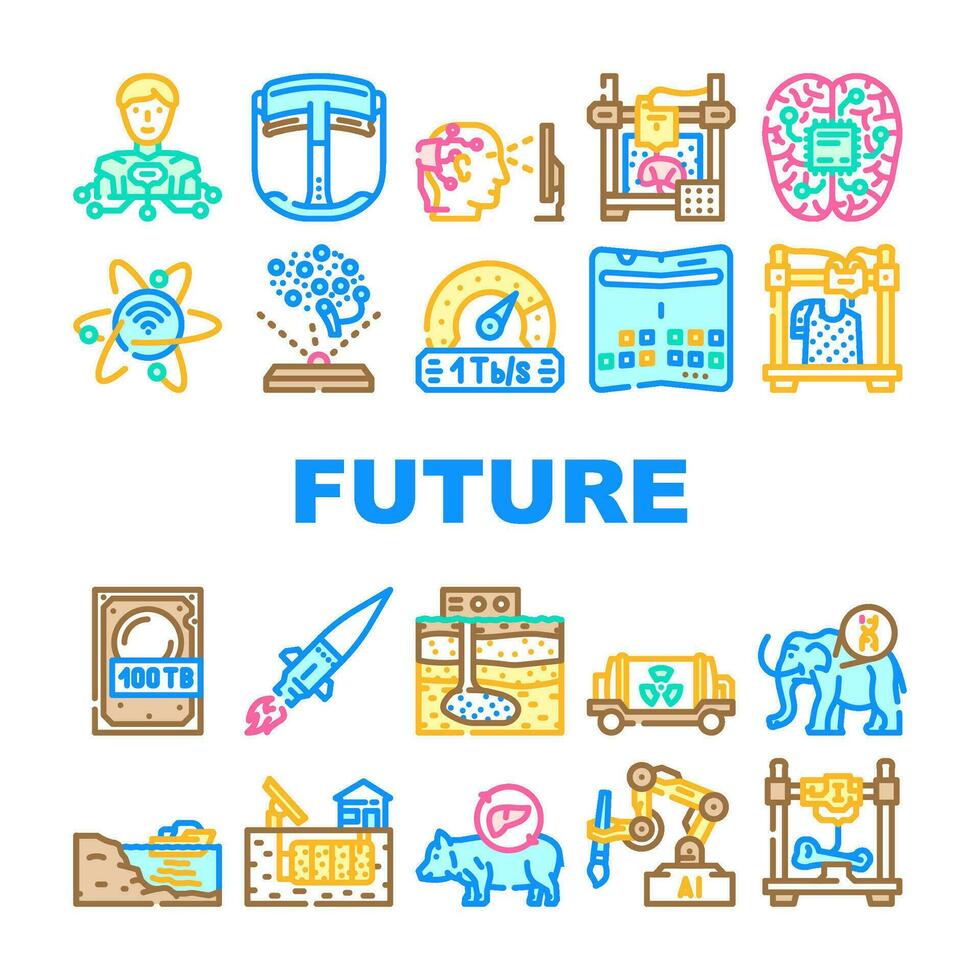 future technology digital data icons set vector 26114831 Vector Art at ...