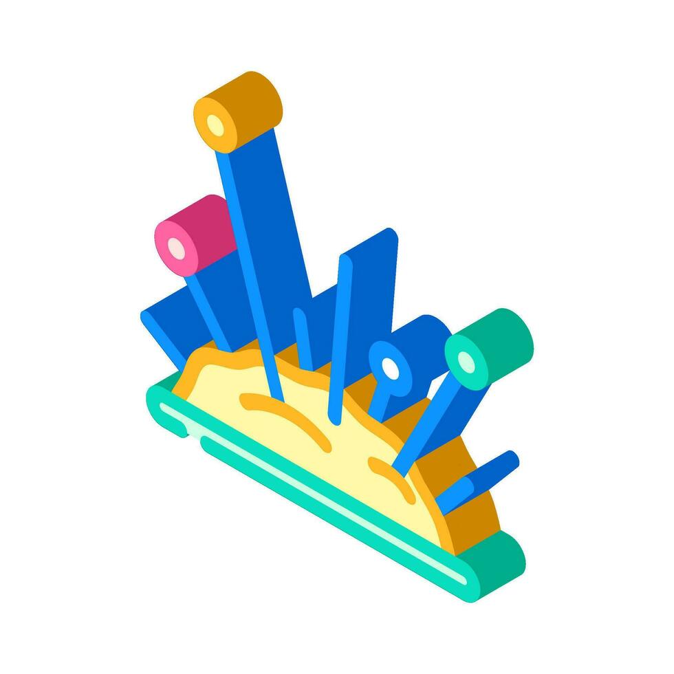 needles knitting wool isometric icon vector illustration