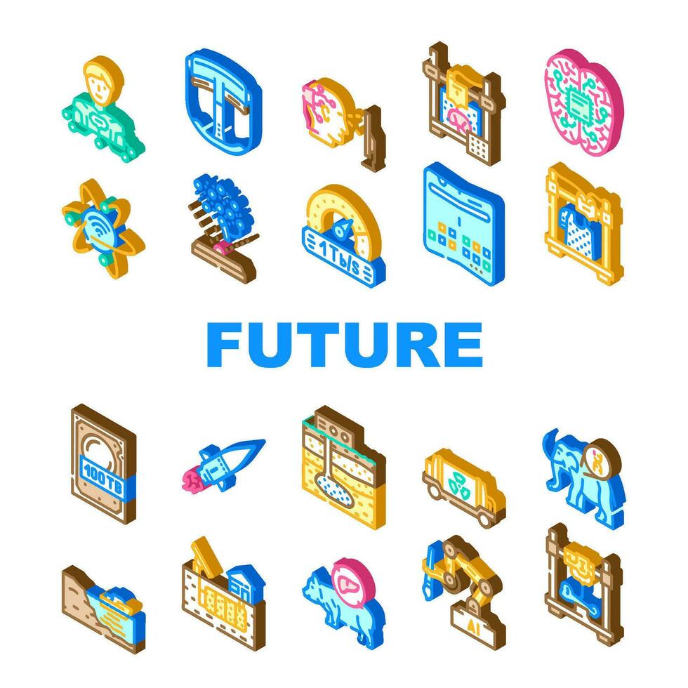 future technology digital data icons set vector 26114864 Vector Art at ...