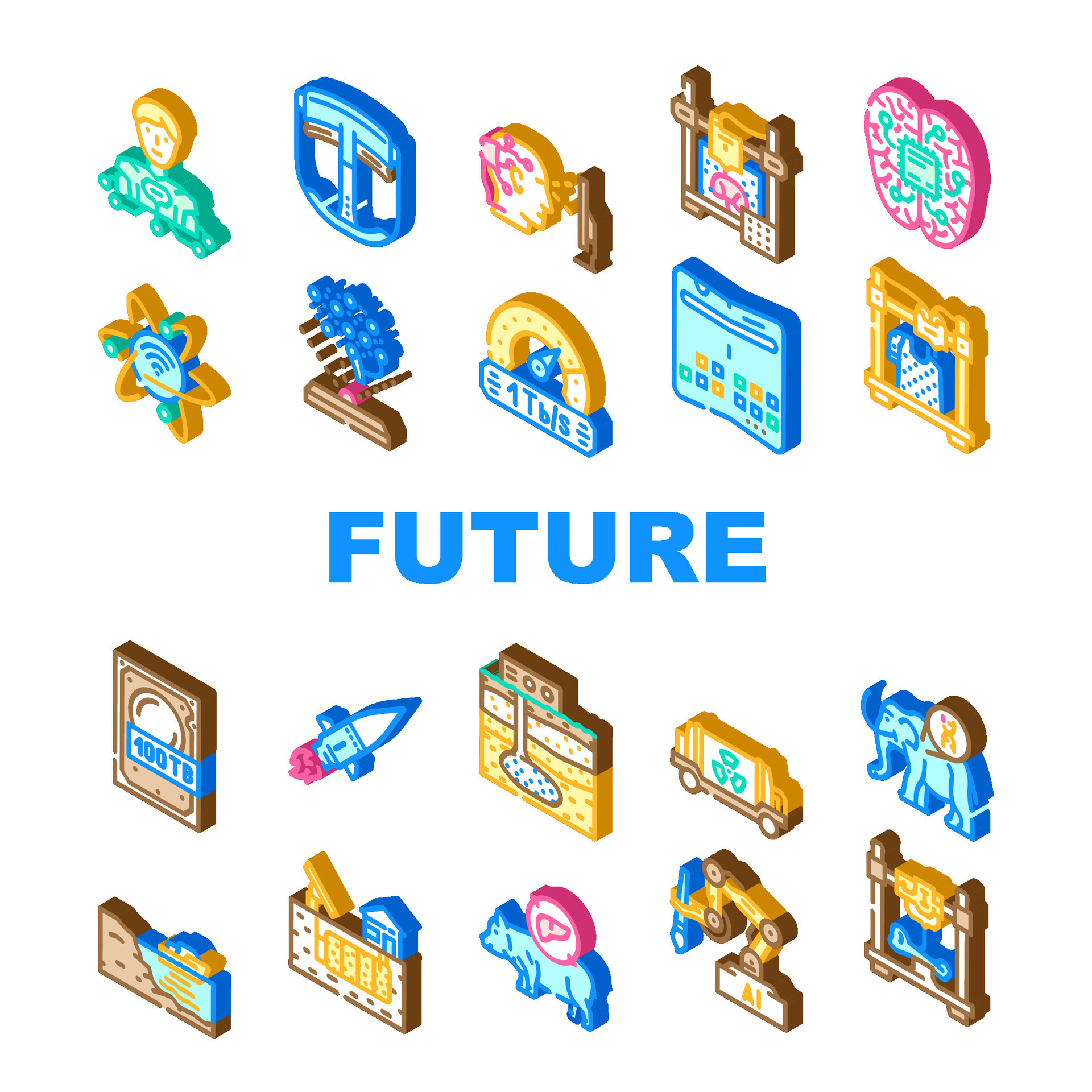 future technology digital data icons set vector 26114864 Vector Art at ...