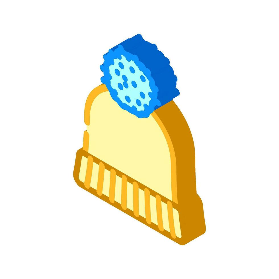 hat knitting wool isometric icon vector illustration