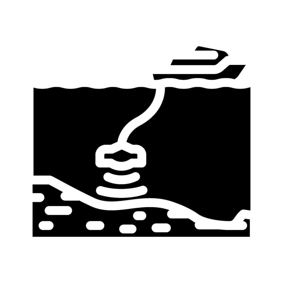 fondo del mar encuesta petróleo ingeniero glifo icono vector ilustración
