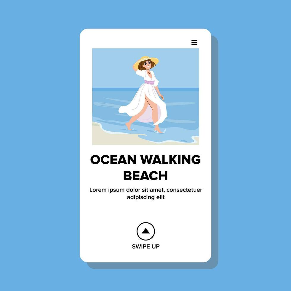 vacation ocean walking beach vector