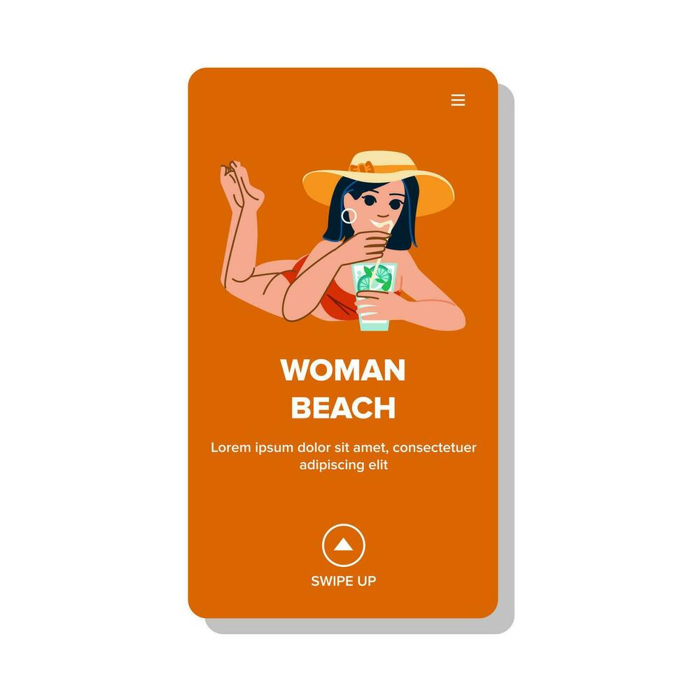 joven mujer playa vector