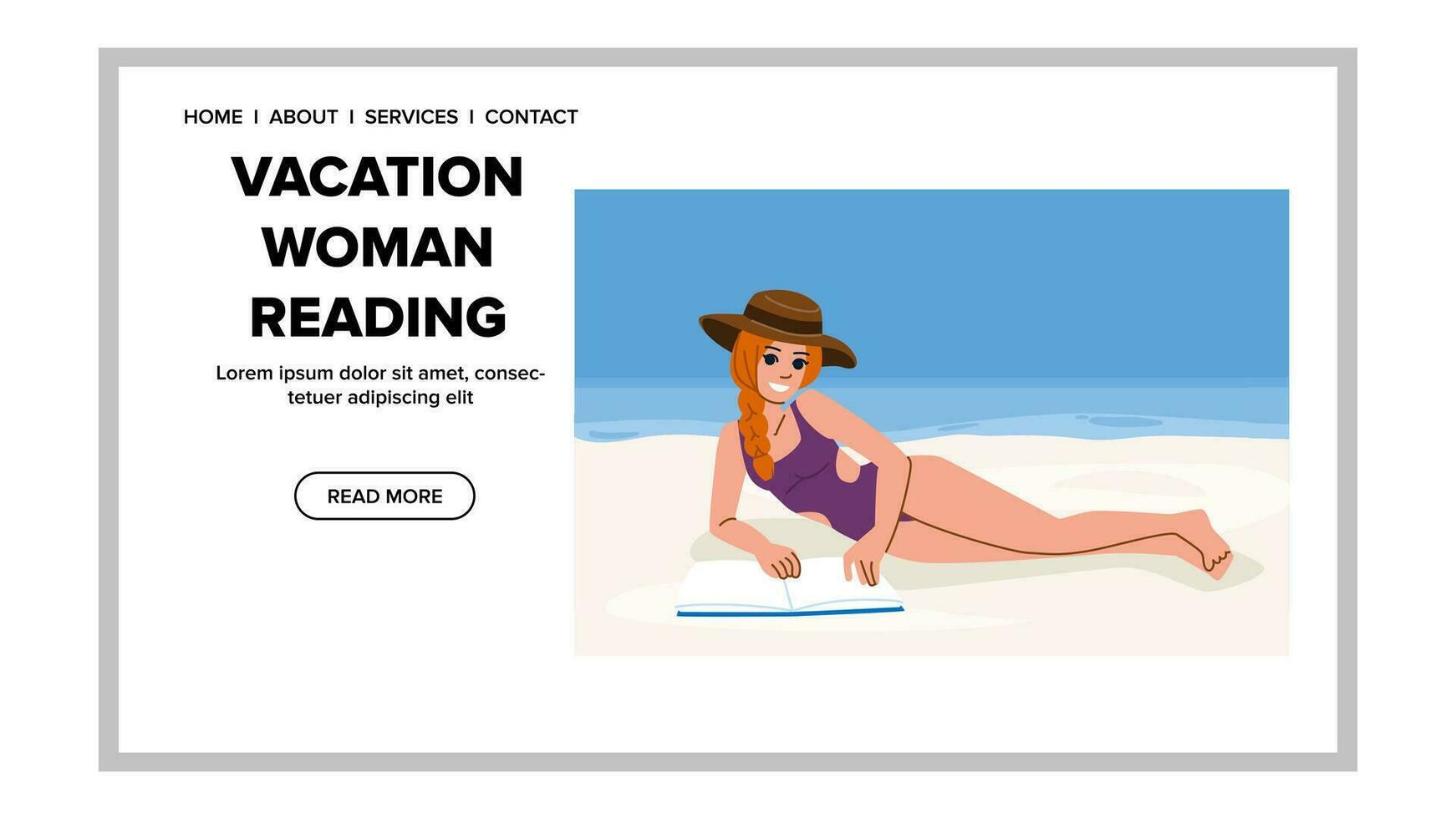 nature vacation woman reading vector