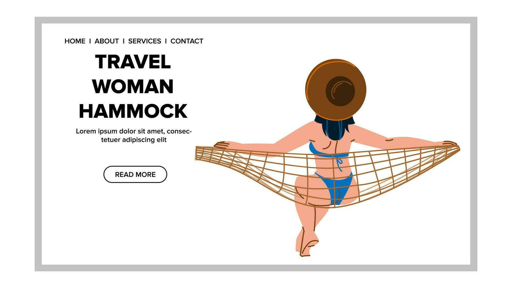 nature travel woman hammock vector