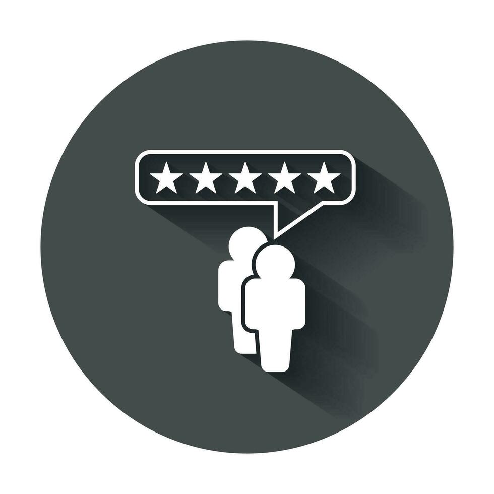 Customer reviews, rating, user feedback concept vector icon. Flat illustration with long shadow.