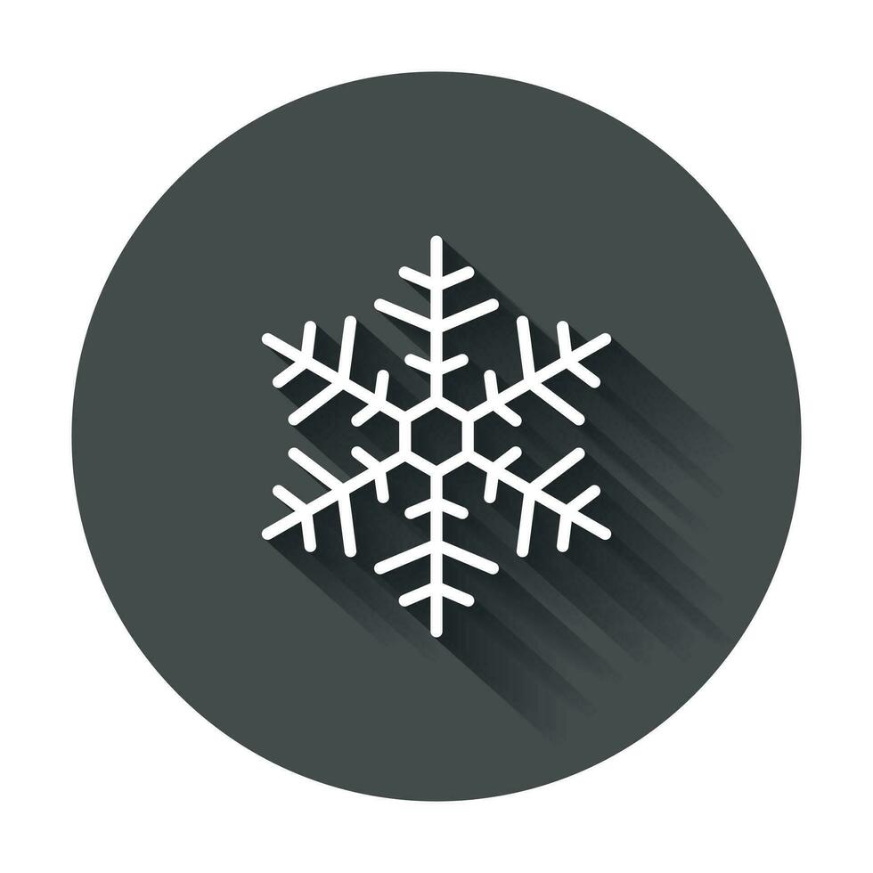 Snowflake icon vector illustration in flat style. Winter symbol for web site design, logo, app, ui with long shadow.