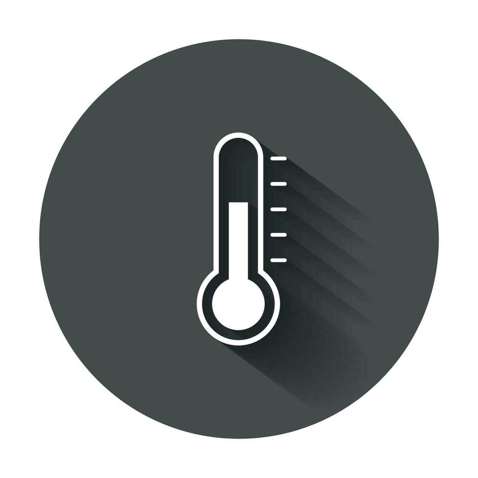 Thermometer icon. Goal flat vector illustration with long shadow.