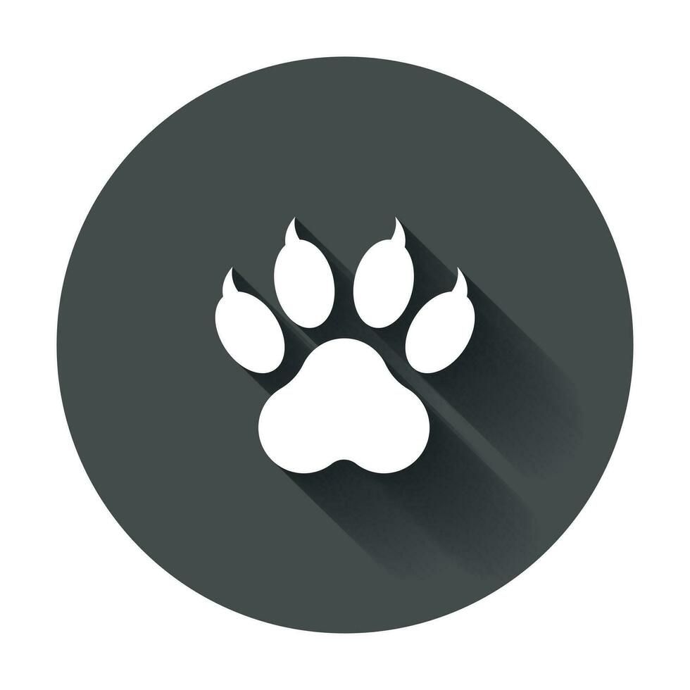 pata impresión icono vector ilustración. perro, gato, oso pata símbolo plano pictograma con largo sombra.