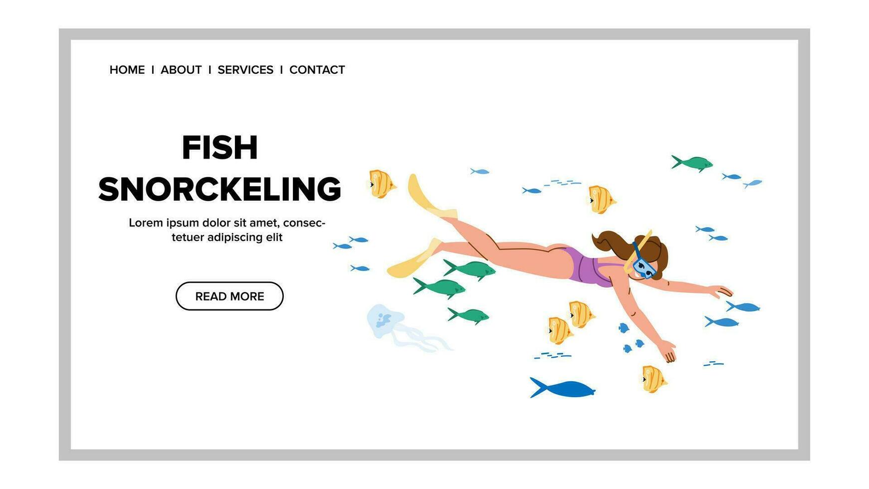 recreation fish snorkeling vector