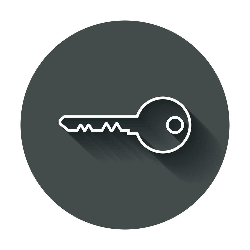 Key Icon vector illustration in line style. Unlock symbol for web site design, logo, app, ui with long shadow.