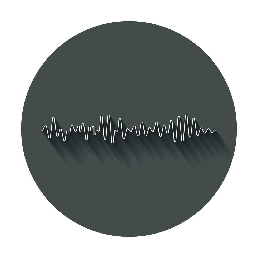 Vector sound waveforms icon. Sound waves and musical pulse vector illustration with long shadow.