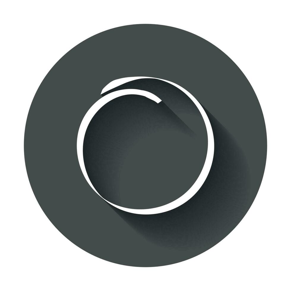 Hand drawn scribble circle. Vector element. Illustration with long shadow.