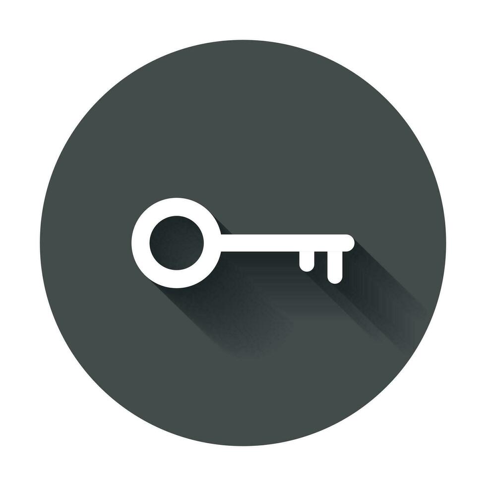 Key Icon vector illustration in flat style. Unlock symbol for web site design, logo, app, ui with long shadow.