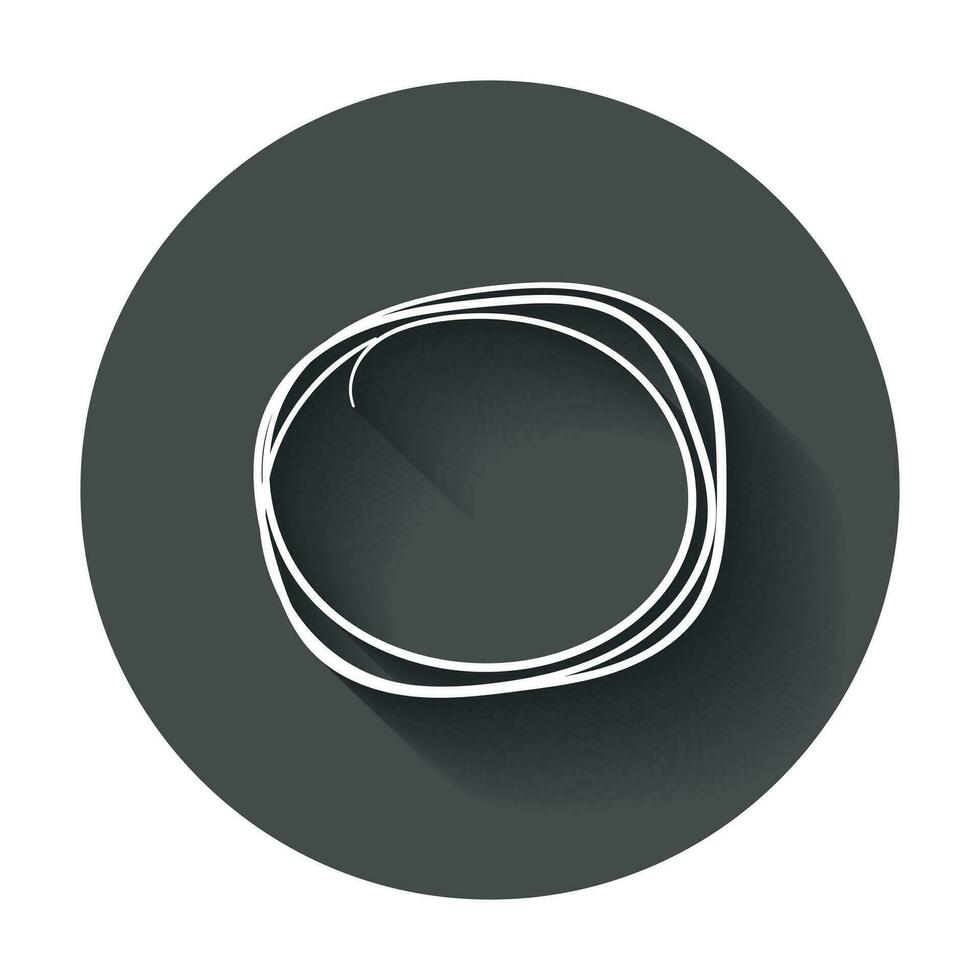 Hand drawn scribble circle. Vector element. Illustration with long shadow.