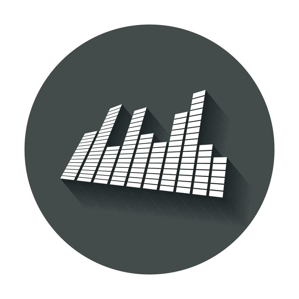 Vector sound waveforms icon. Sound waves and musical pulse vector illustration with long shadow.
