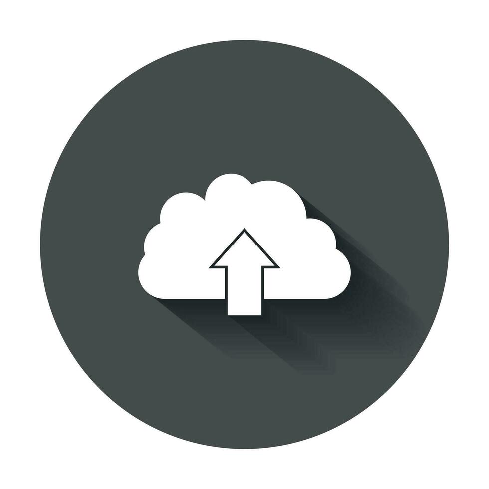 nube icono. Internet descargar símbolo. plano vector ilustración con largo sombra.