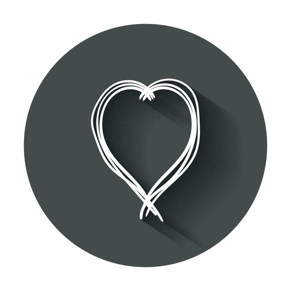 Hand drawn hearts icon. Love vector illustration with long shadow.