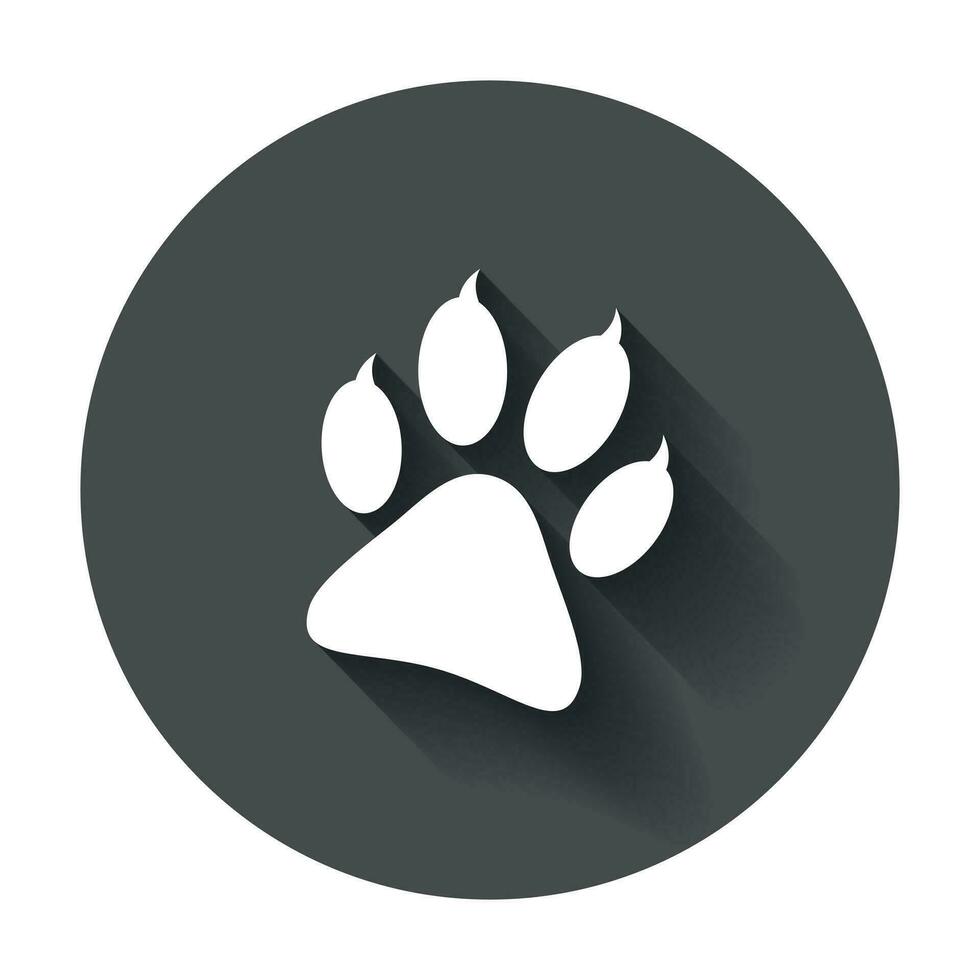 pata impresión icono vector ilustración. perro, gato, oso pata símbolo plano pictograma con largo sombra.